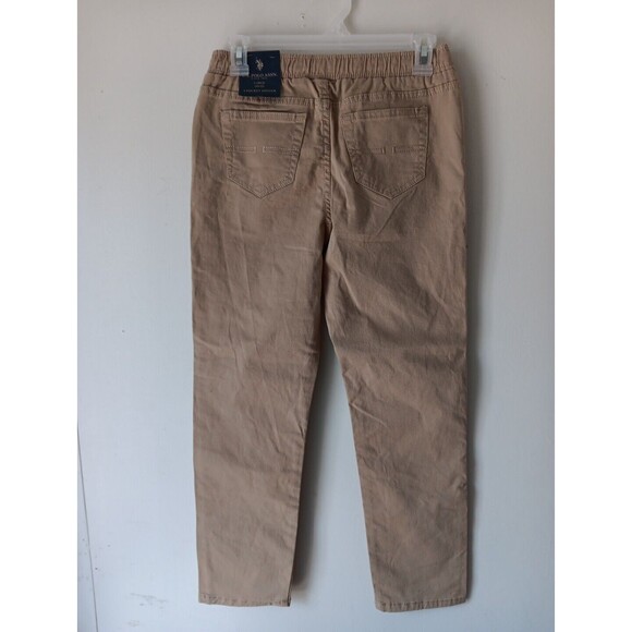 US Polo Assn Boy Jogger Size Large 10/12 BEIGE Elastic Waist Drawstring NWTs - Picture 6 of 13